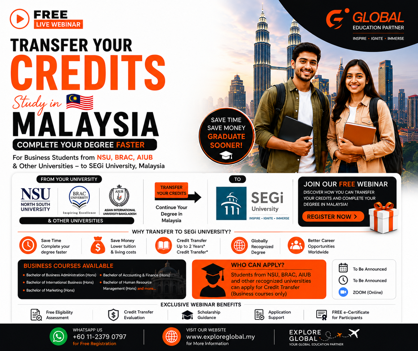 Transfer Your Credits to Malaysia | Complete Your Degree Faster at SEGi University